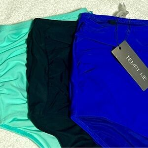 High Waisted Ruched Swim Bottoms